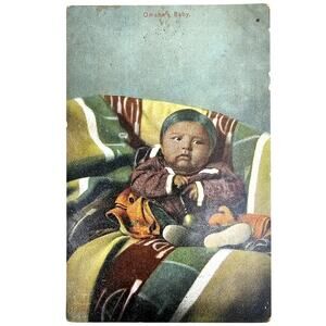 Early 1900's Antique Postcard Omaha Baby Sioux Native American Nebraska Unposted